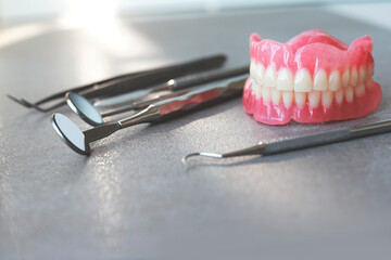 Full Upper and Lower Denture Ready for Insertion